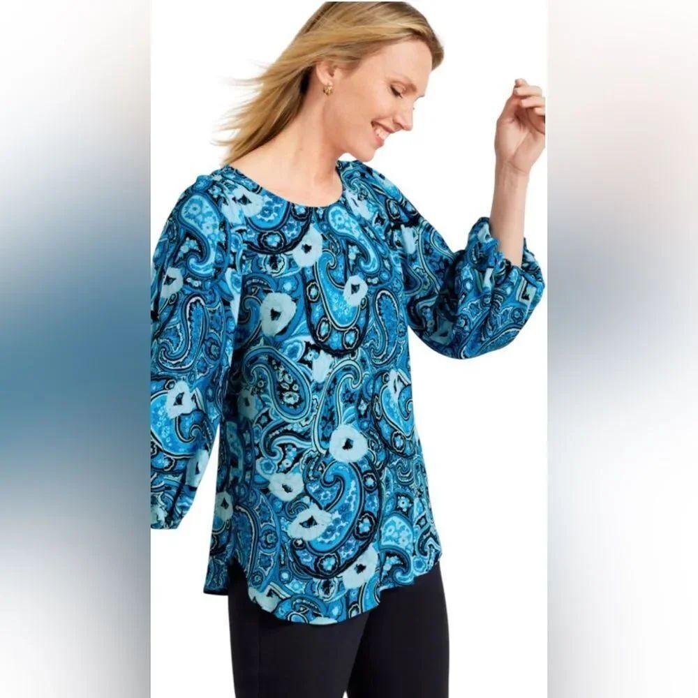 Talbots Abstract Paisley Top Size Medium